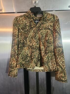 Requirements Paisley Print Zip Front Jacket Blazer Womens Size S